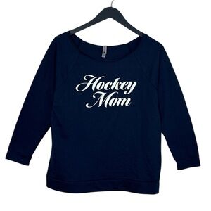 NWOT - 🏒 🥅  “HOCKEY MOM” Off the Shoulder Lightweight Sweatshirt in Navy.